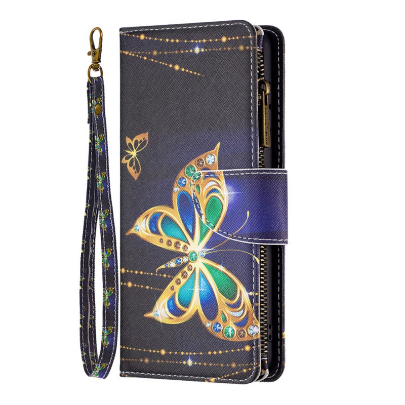 Case for Samsung Galaxy S24 5G Wallet Butterflies Strass Strap