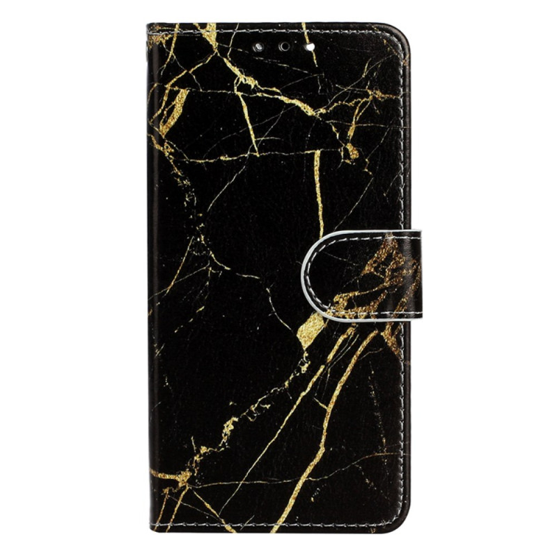 Samsung Galaxy S24 5G Black and Gold Marble Strap Case