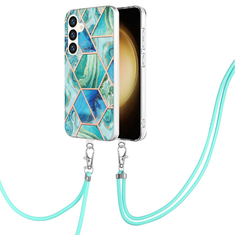 Samsung Galaxy S24 5G Geometric Marble Drawstring Case