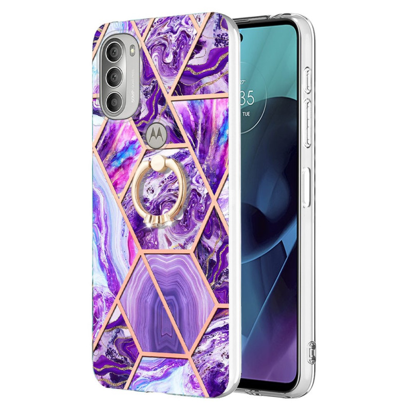 Moto G51 5G Marble Case with Support Ring