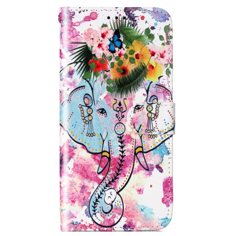 Moto G84 5G Sleeve Floral Elephant Strap