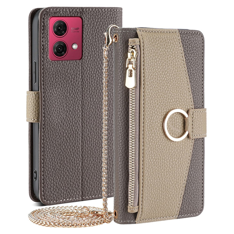 Moto G84 5G Mirror Case with Chain Shoulder Strap