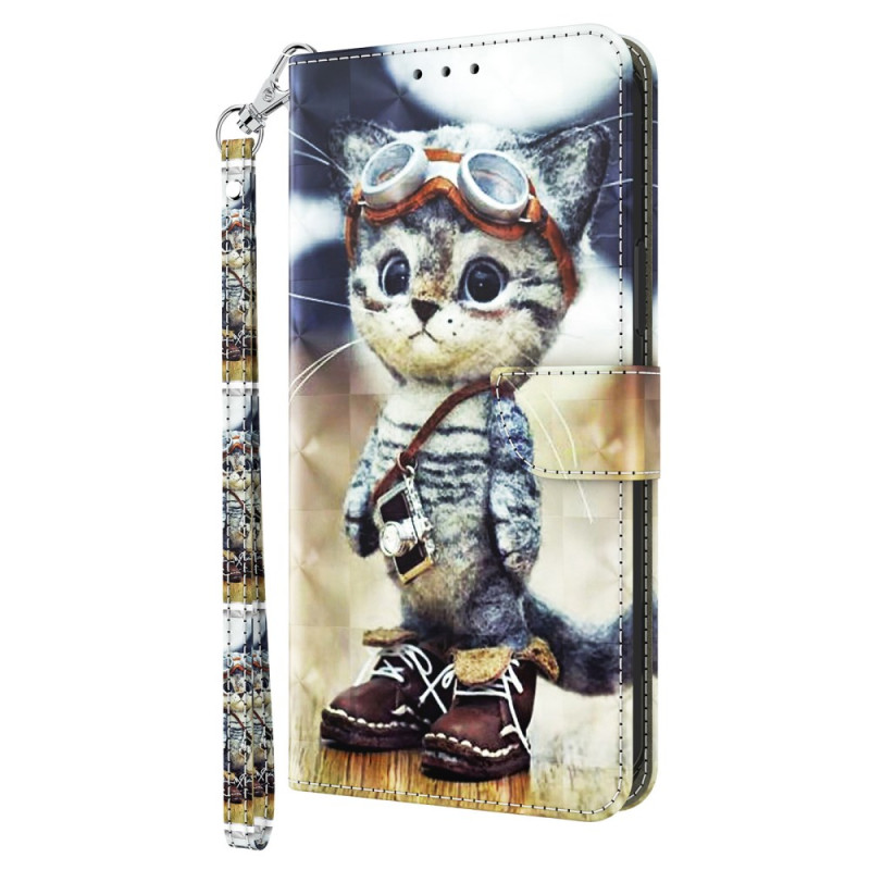 Moto G54 5G Strappy Aviator Cat Case