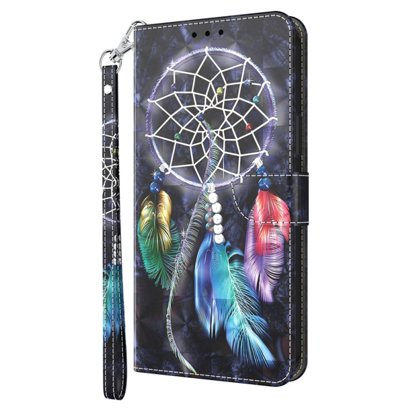 Moto Case G54 5G Dream Catcher on Black Background with Strap