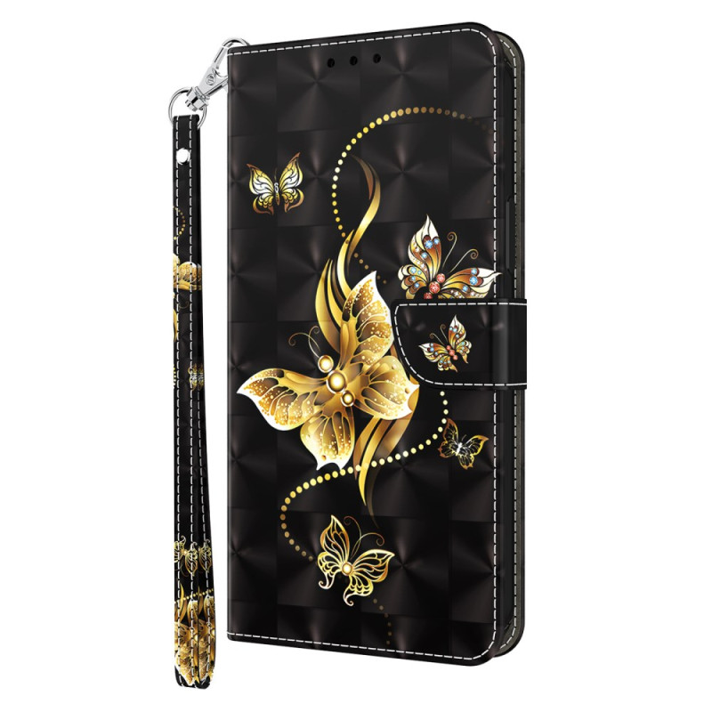 Moto G54 5G Gold Butterfly Strap Case