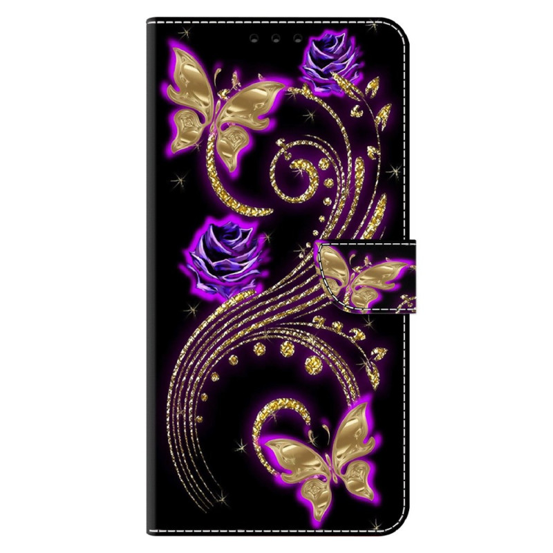 Moto G54 5G Case Purple Flowers and Butterflies