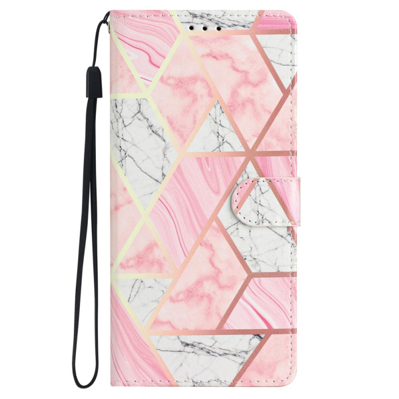 Moto G54 5G Pink and White Marble Strap Case