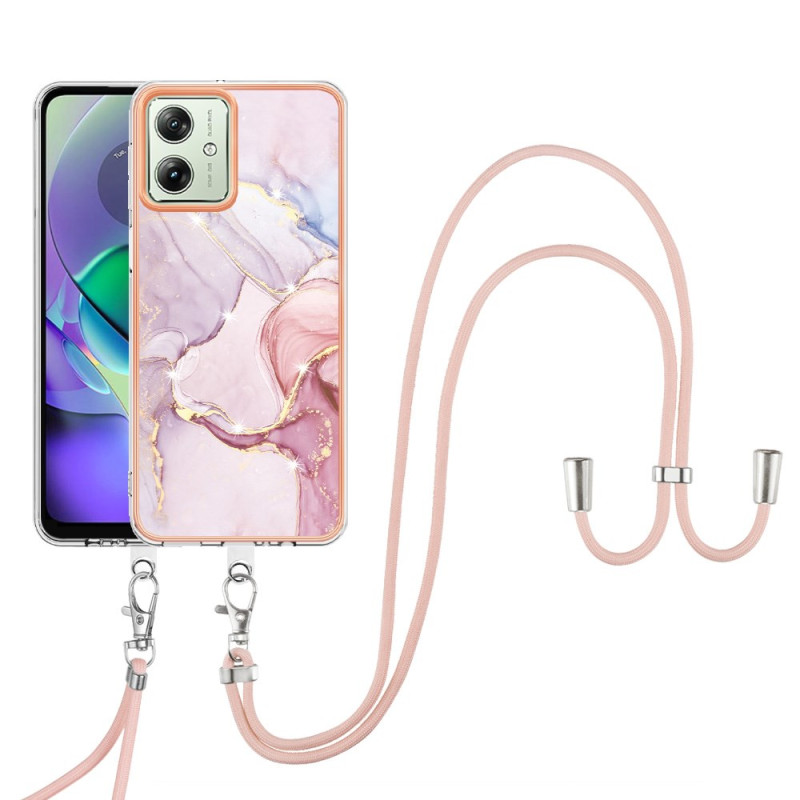 Moto G54 5G Drawstring Case Marble Coloured