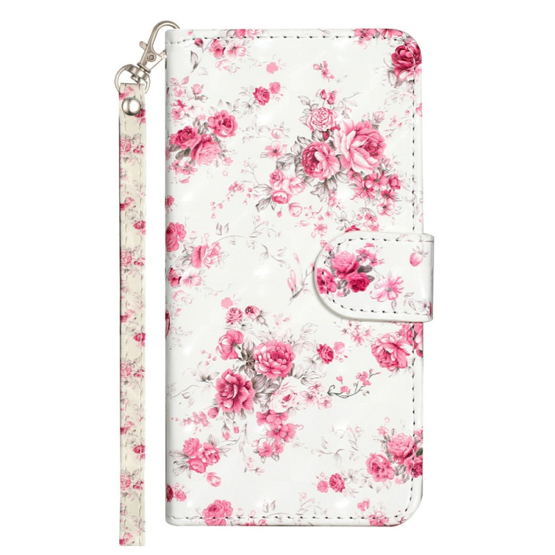 Xiaomi Redmi 13C 4G/5G/Poco C65 Pink Flower Strap Case