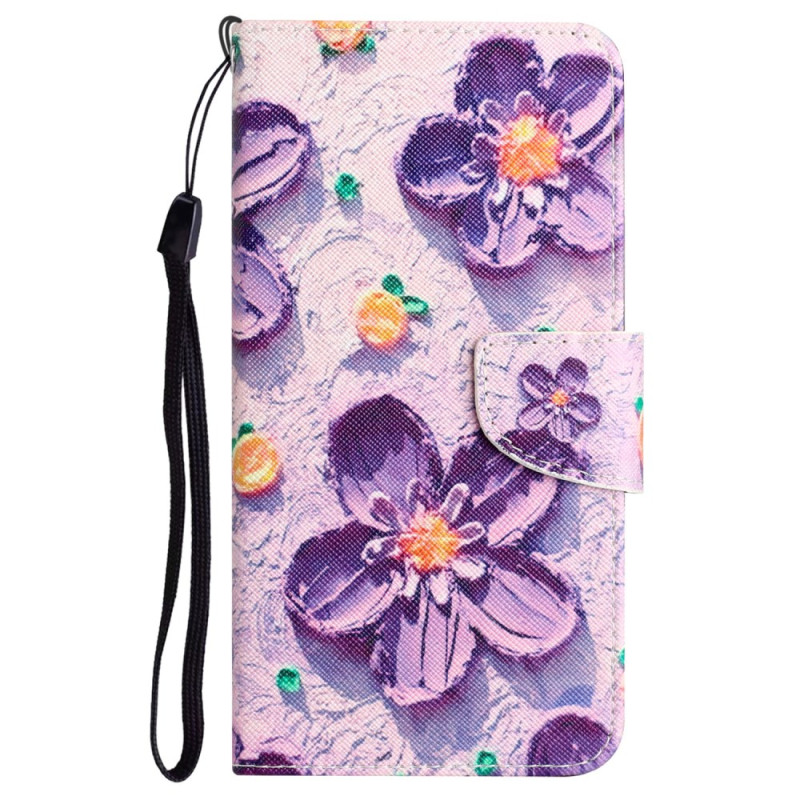 Xiaomi Redmi 13C 4G/5G/Poco C65 Purple Flowers Strap Case