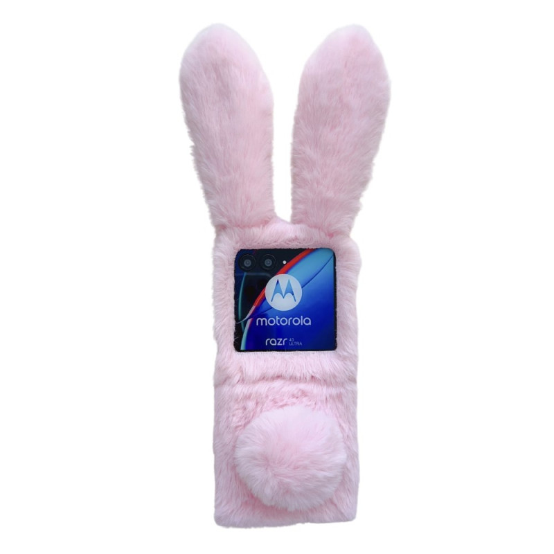 Motorola Razr 40 Ultra Case 3D Rabbit Ears and Fur - Pink