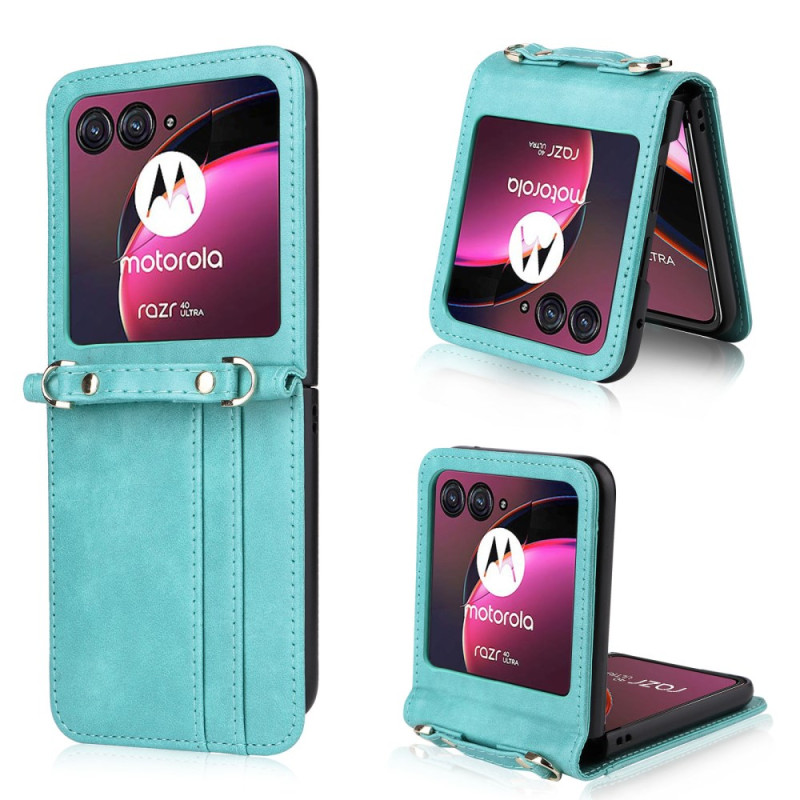 Case Motorola Razr 40 Ultra The
atherette Card Case and Shoulder Strap