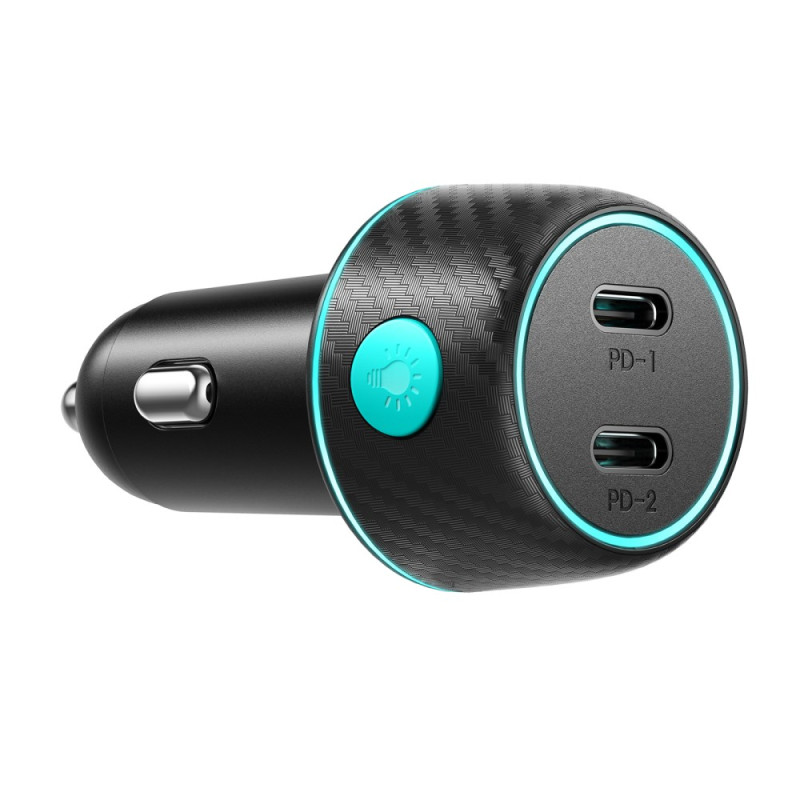 Double Car Charger with Coloured Button JOYROOM