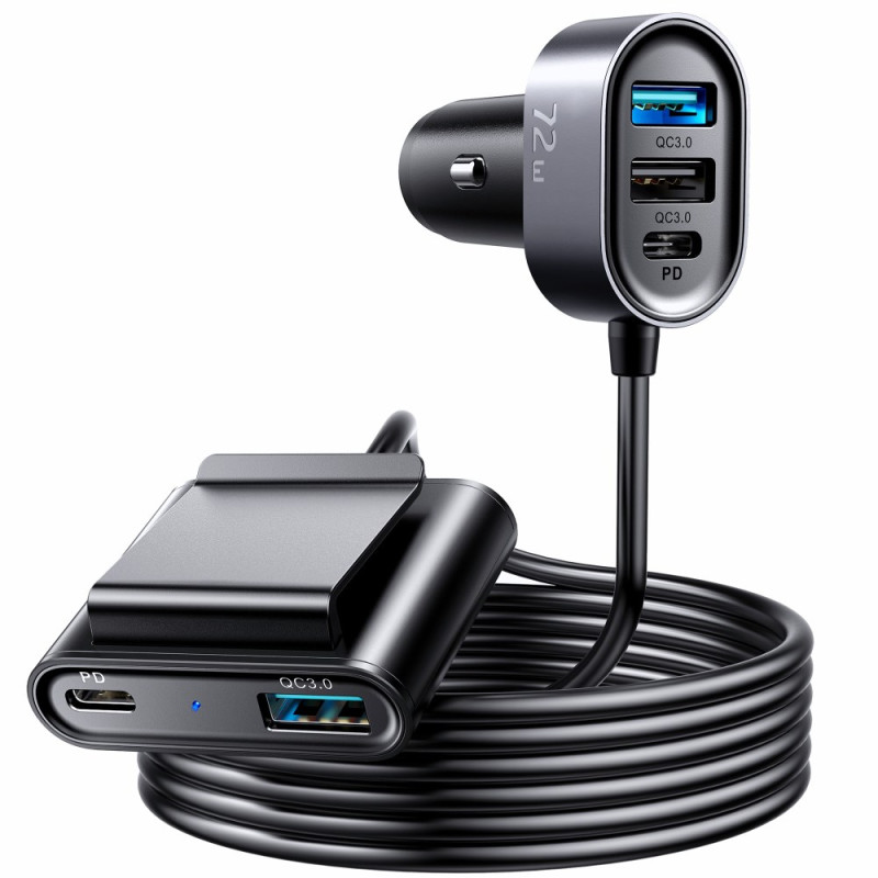 5 Port Rapid Car Charger with Extension Cord JOYROOM