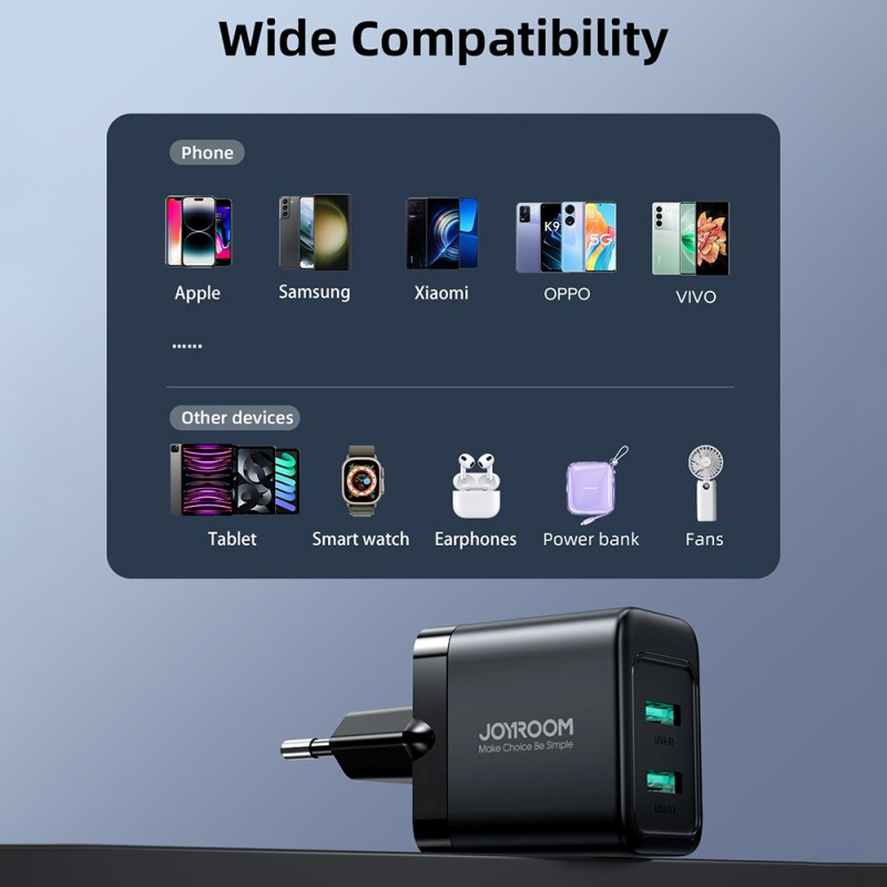 Joyroom Dual USB Adapter 2.4 A - Chargeur Fast - Adaptateur
