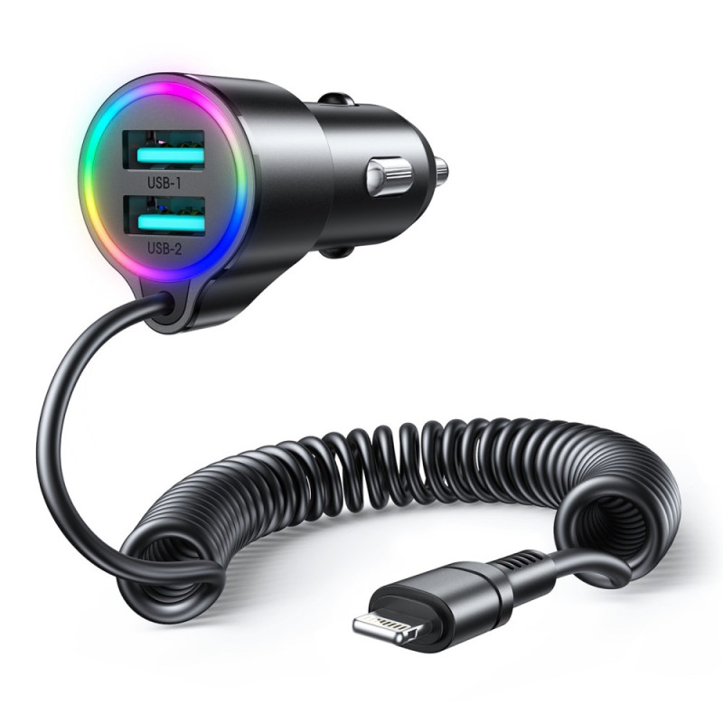 Fast 3-in-1 Car Charger with Lightning and 2 USB ports JOYROOM