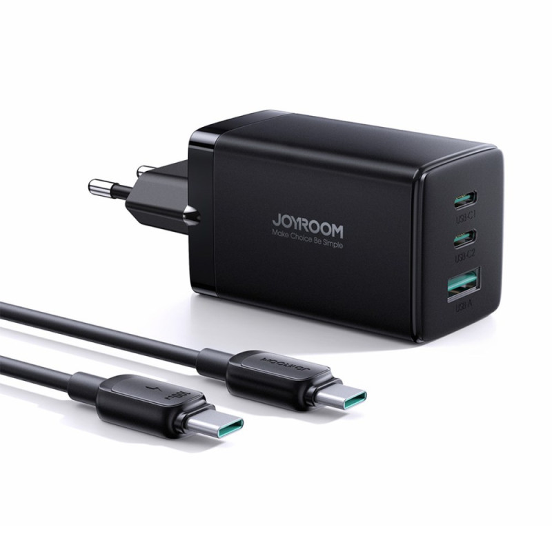 JOYROOM 3-Port Type-C Mini Wall Charger Adapter with 1.2m Cable