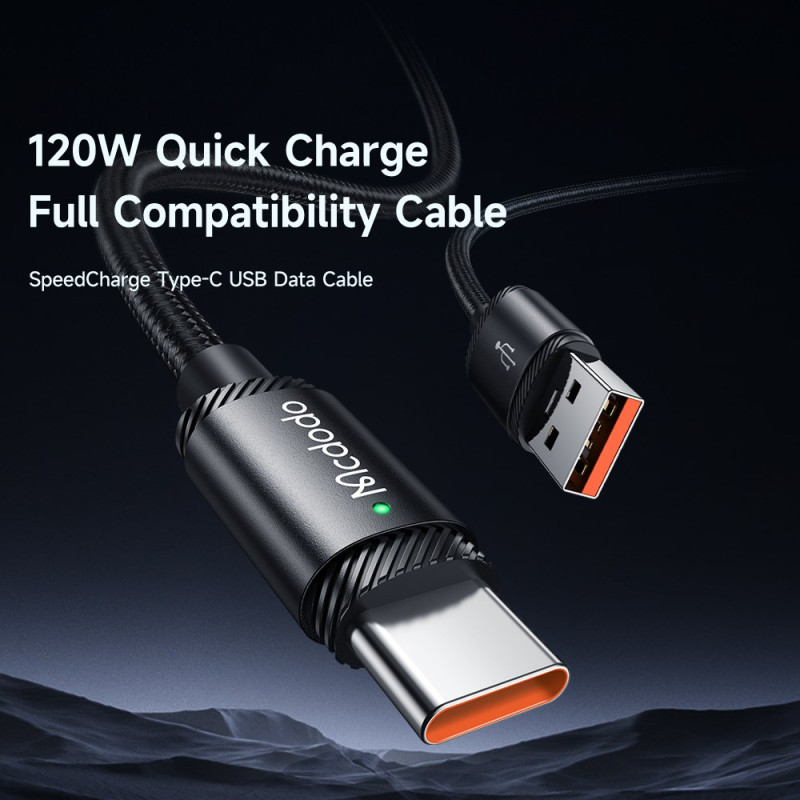 Câble USB-A et USB-C Tressé Charge rapide de 100 W - Longueur 1,5 m