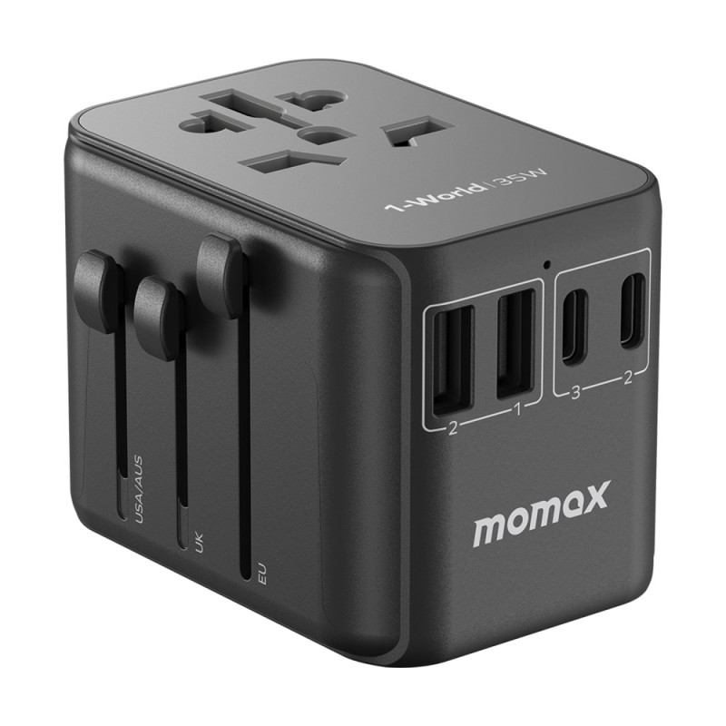 35W Universal Quick Charge Adapter with 5 Ports and AC Plug MOMAX