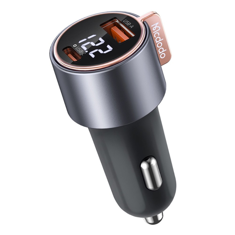Car Charger with Dual USB-A + Type-C Ports and Digital Display MCDODO