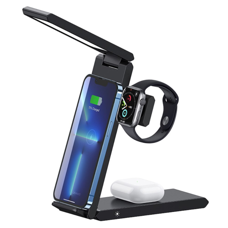 USAMS Foldable Wireless Charging Stand with Table Lamp