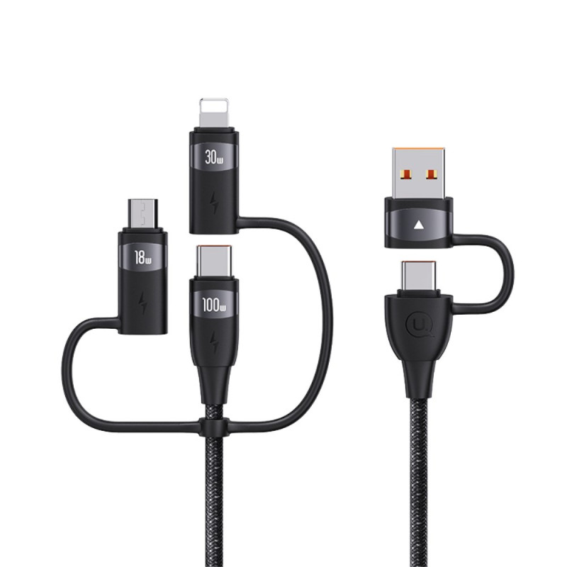 6-in-1 100W USB-A to Type-C to Type-C+8Pin+Micro Quick Charge Cable 2m USAMS