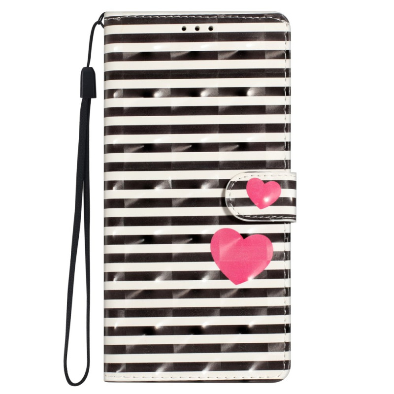 Samsung Galaxy S24 Plus 5G Case Stripes and Hearts with Strap
