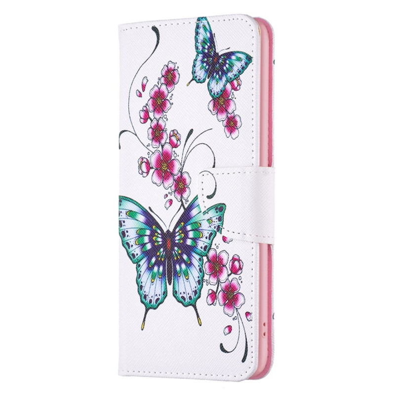 Samsung Galaxy A25 5G Case Green and Pink Flowers and Butterflies