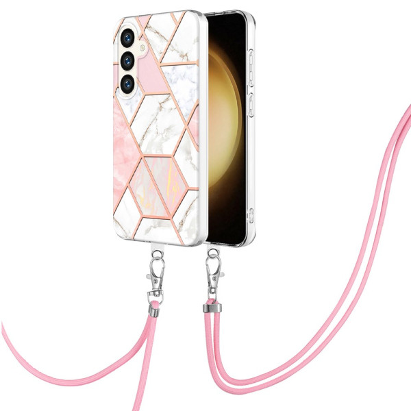 Samsung Galaxy S24 Plus 5G Marble Pink and White String Case