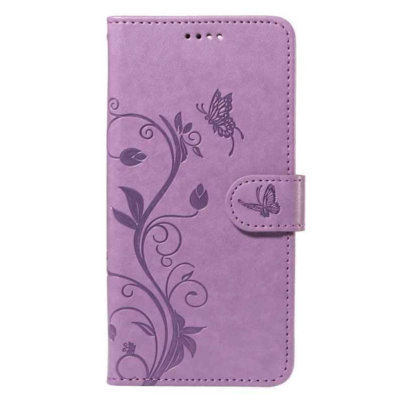 Samsung Galaxy S24 Plus 5G Strap Case Butterflies and Tropical Flowers