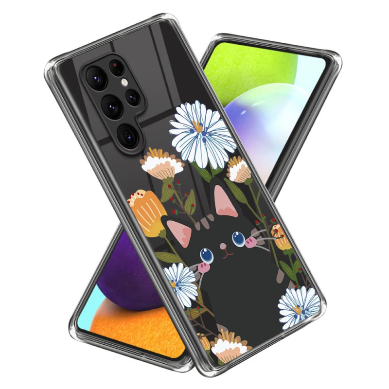 Samsung Galaxy S24 Ultra 5G Case Flowers and Cat