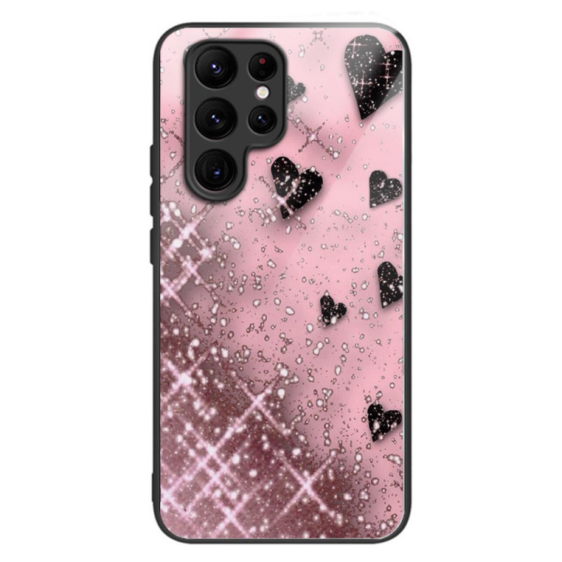 Samsung Galaxy S24 Ultra 5G Toughened Glass Pink Hearts Case