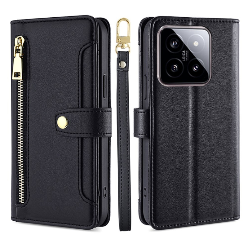 Xiaomi 14 Wallet Case with Strap and Shoulder Strap