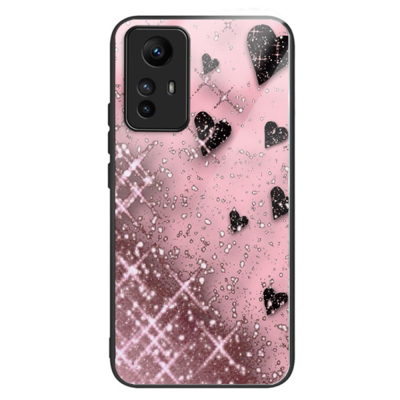 Xiaomi Redmi Note 12S Toughened Glass Case Hearts on Pink Background