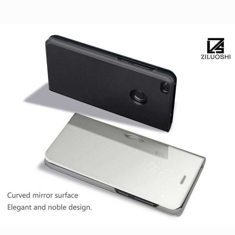 kussen Geruïneerd Tekstschrijver View Cover Huawei P8 Lite 2017 Mirror and Leather Effect - Dealy