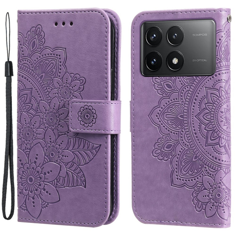 Cover Poco X6 Pro 5G Floral Pattern with Strap