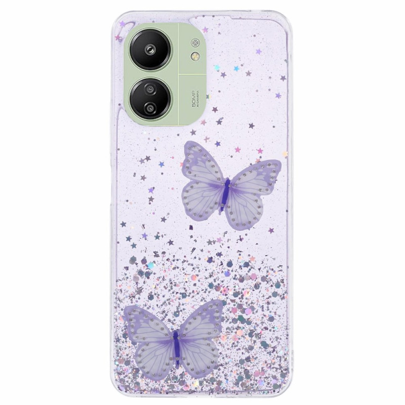 Xiaomi Redmi 13C / Poco C65 Two Butterflies Glitter Case