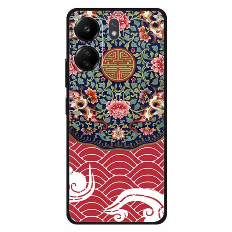 Xiaomi Redmi 13C / Poco C65 Case Floral and Dragon Design