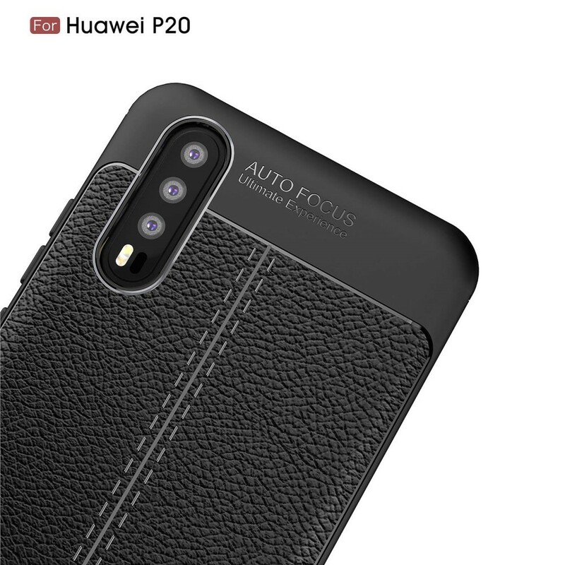 Cover Huawei P20 Leather Effect Lychee Double line