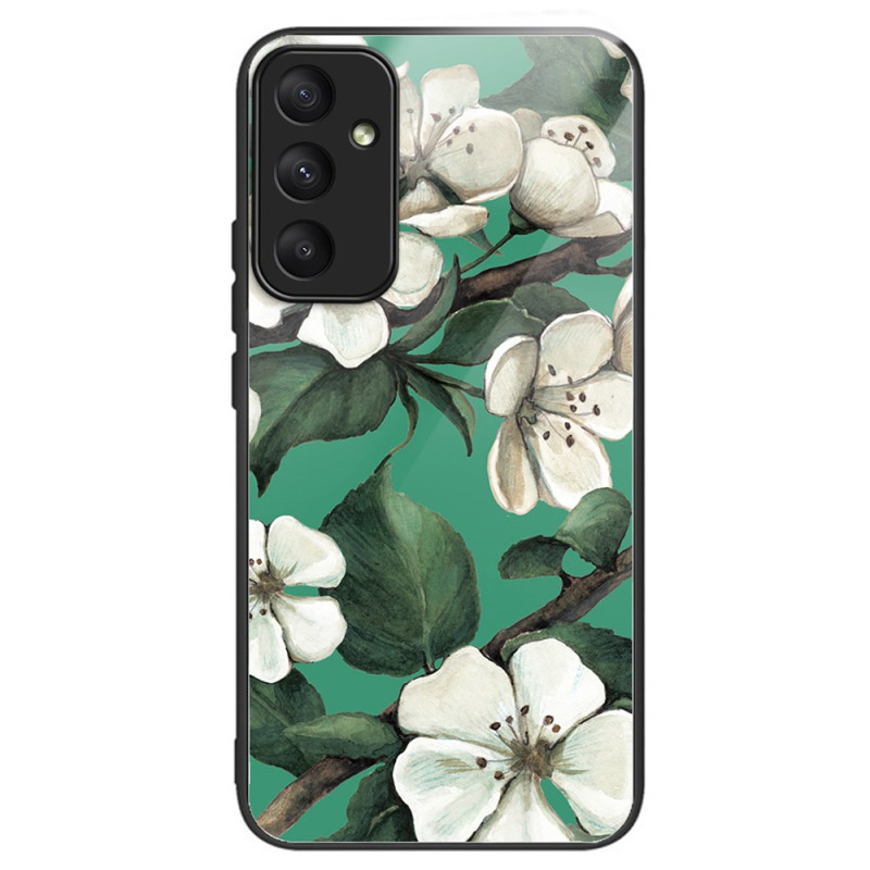 Samsung Galaxy A55 5G Tempered Glass Case White Flowers