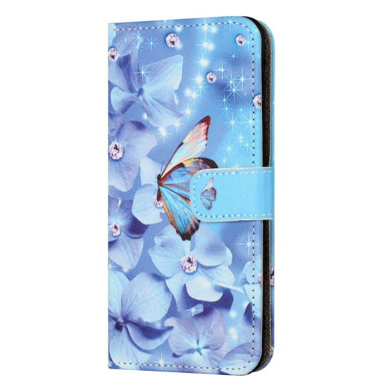 Samsung Galaxy A35 5G Case Blue Flowers and Butterflies