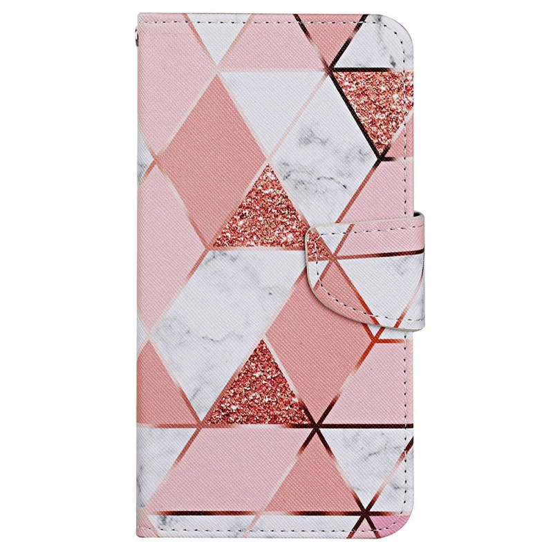 Samsung Galaxy A35 5G Pink Marble and Glitter Strap Case