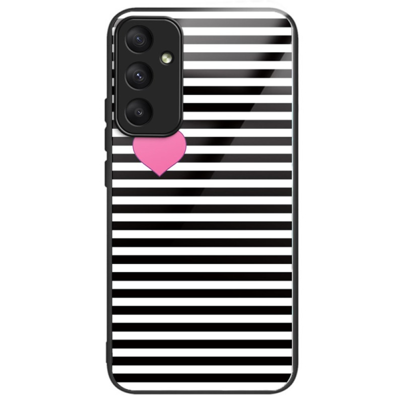 Samsung Galaxy A35 5G Toughened Glass Case Stripes and Heart