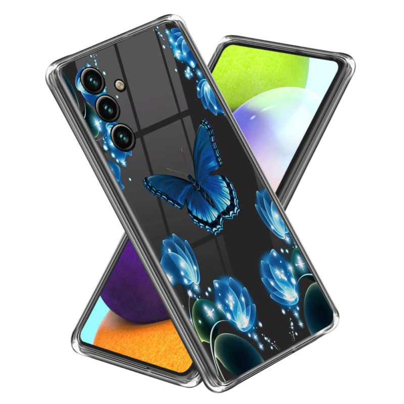 Samsung Galaxy A15 5G Blue Butterflies and Flowers Case