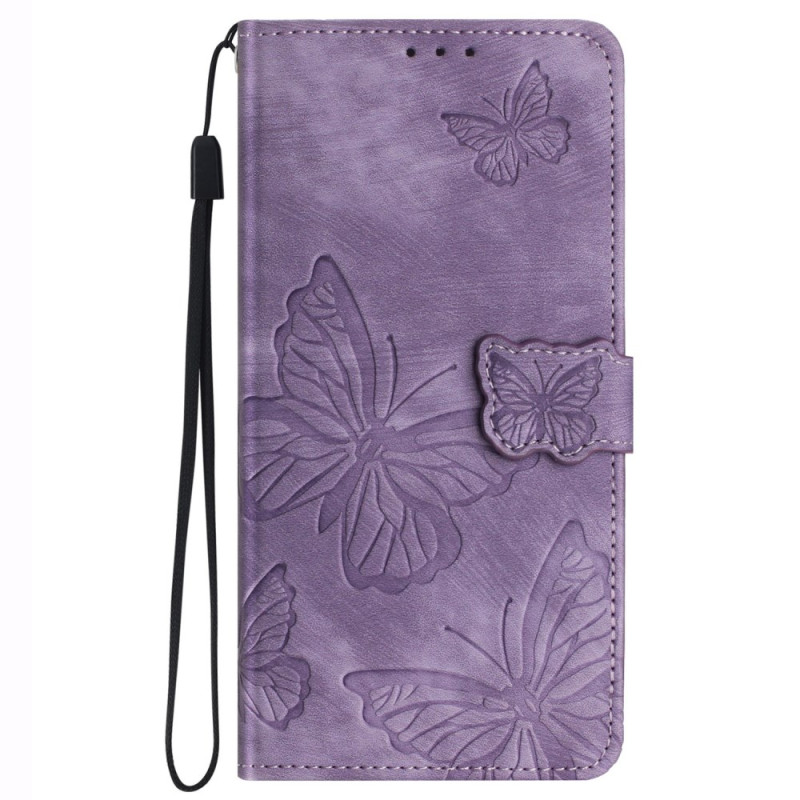 Case Samsung Galaxy A35 5G Suede Effect Butterflies with Strap