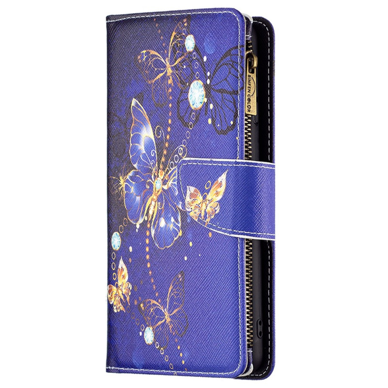 Case Xiaomi Redmi Note 13 Pro 4G / Poco M6 Pro 4G Wallet Purple Butterflies with Strap