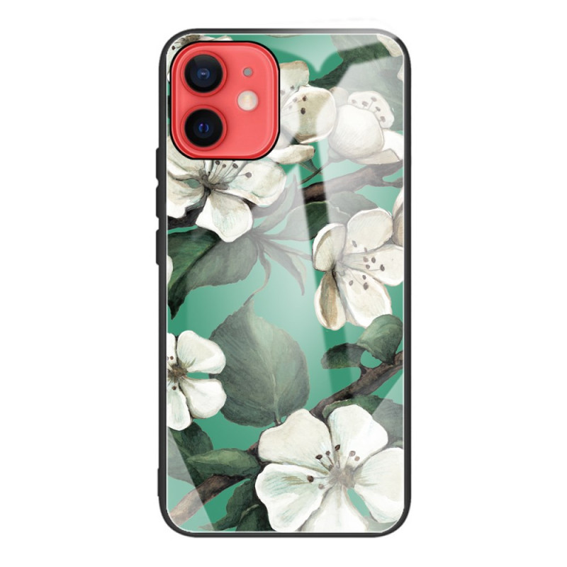 iPhone 11 Hard Case Tempered Glass White Flowers