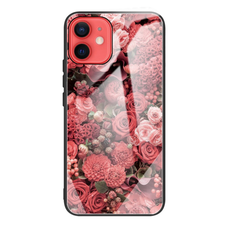 Case iPhone 11 Tempered Glass Red Flowers