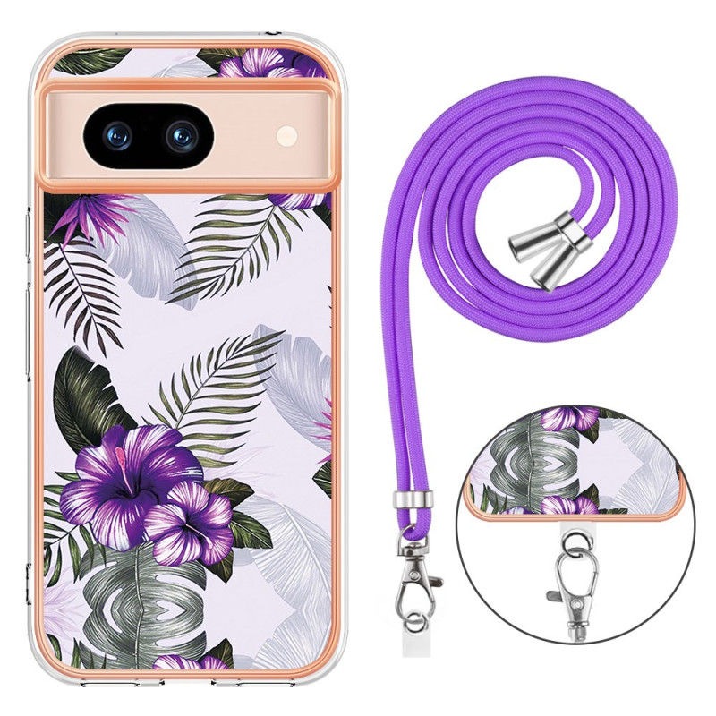 Corded Phone Cover Google Pixel 8A Marbled Flowers