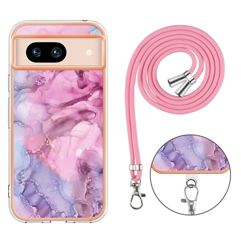Corded Phone Cover Google Pixel 8A Marble Dark Pink